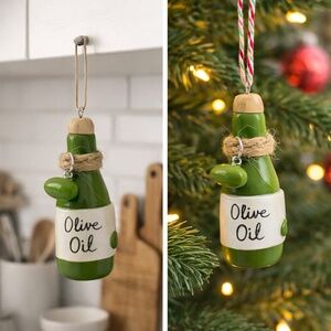 Olive Oil Bottle Christmas Ornament – Handmade Clay Italian Kitchen Ornament